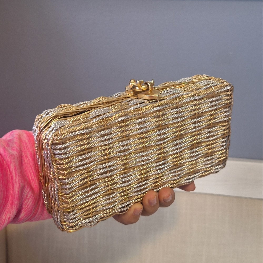  Vintage Bonwit Teller Golden And Silver Metal Handbag